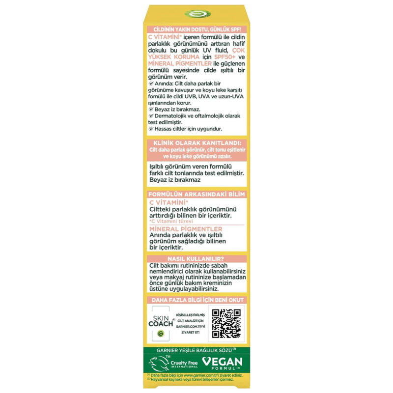 Garnier vitamin C sunscreen SPF50 volume 40 ml